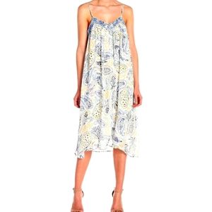 Lucky Brand Blue and Yellow Paisley Midi Dress